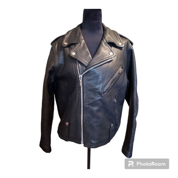 Vintage Harley Davidson Black Leather Motorcycle Jacket Size 46R - Picture 6 of 14